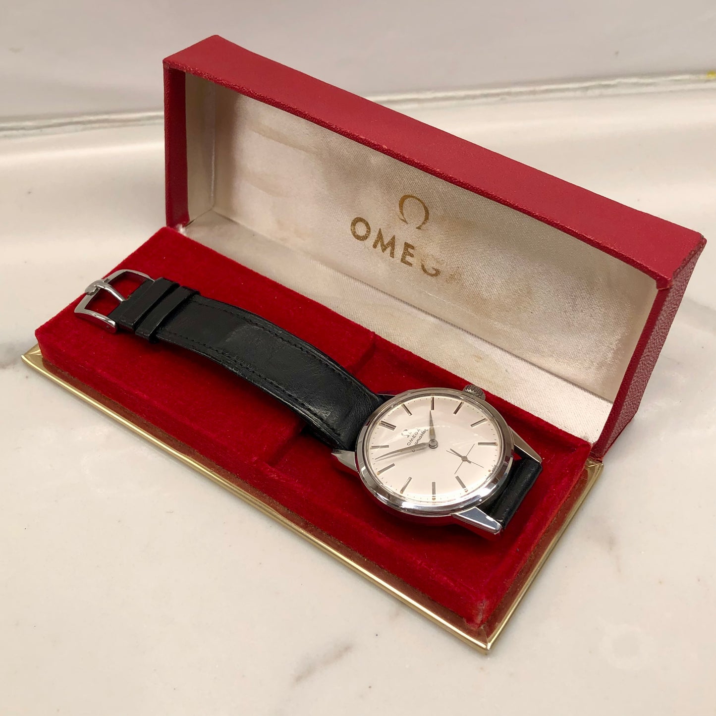 1950s Omega Seamaster Stainless Steel Dress Watch Manual 35mm Wristwatch - HASHTAGWATCHCO