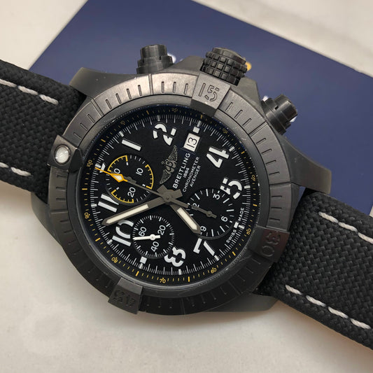 Breitling Avenger Night Mission V13317 Chronograph Automatic Chronometer Black Dial with Box and Papers - HASHTAGWATCHCO