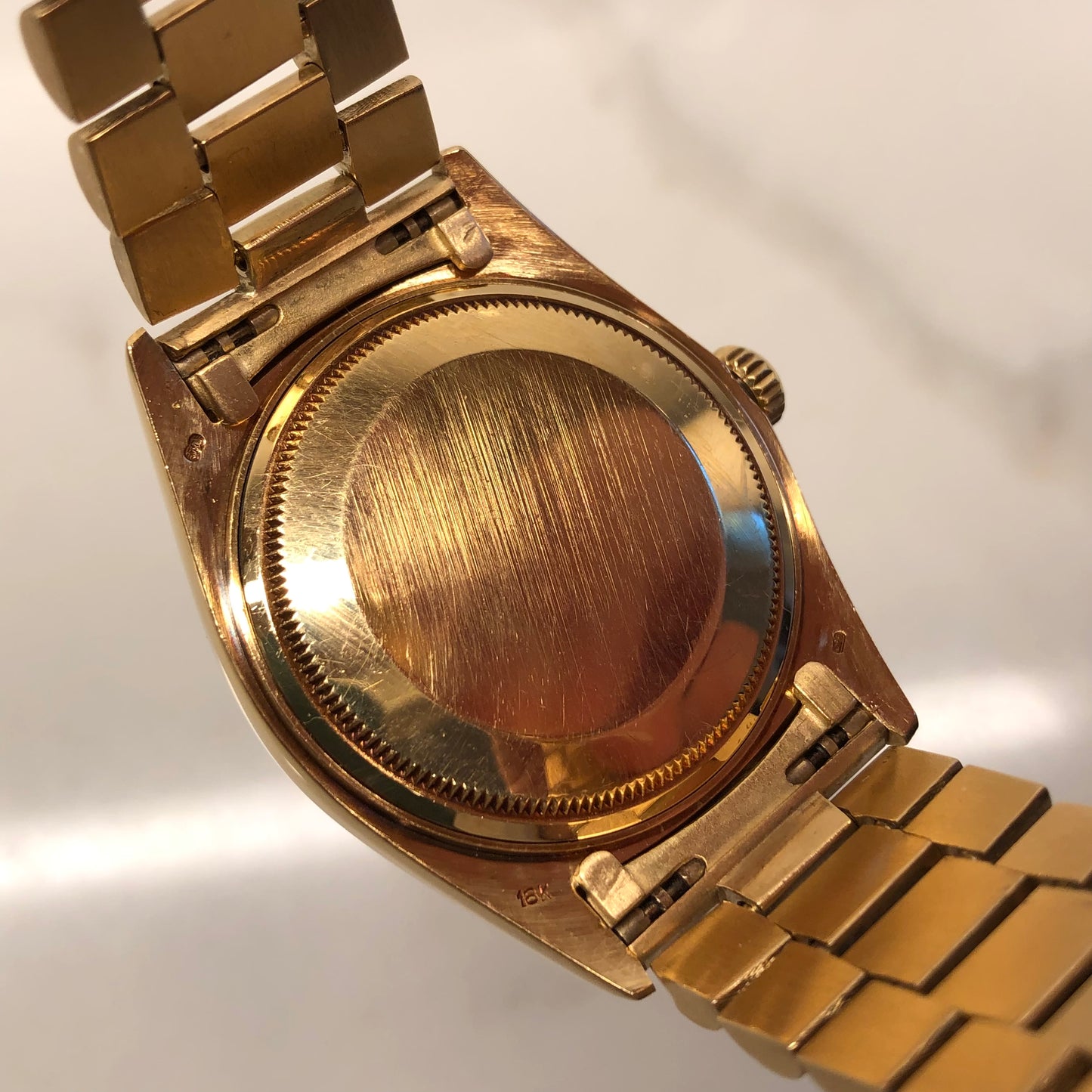 1978 Rolex President 1803 Day Date Yellow Gold Silver Dial Florentine Automatic Wristwatch with Papers - HASHTAGWATCHCO