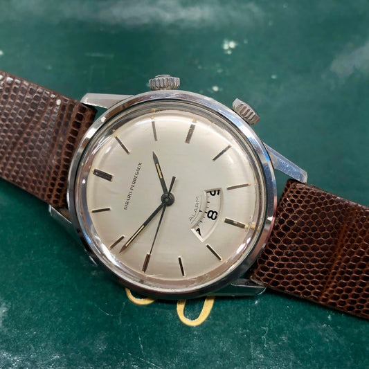 1960s Girard Perregaux Alarm 7742Y Stainless Steel Wristwatch - HASHTAGWATCHCO