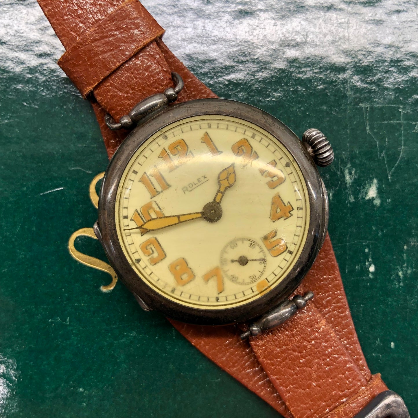 1917 Rolex WWI Trench .875 Silver White Porcelain Flex Lug Wristwatch - HASHTAGWATCHCO