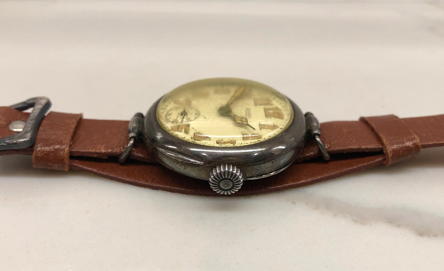 1917 Rolex WWI Trench .875 Silver White Porcelain Flex Lug Wristwatch - HASHTAGWATCHCO