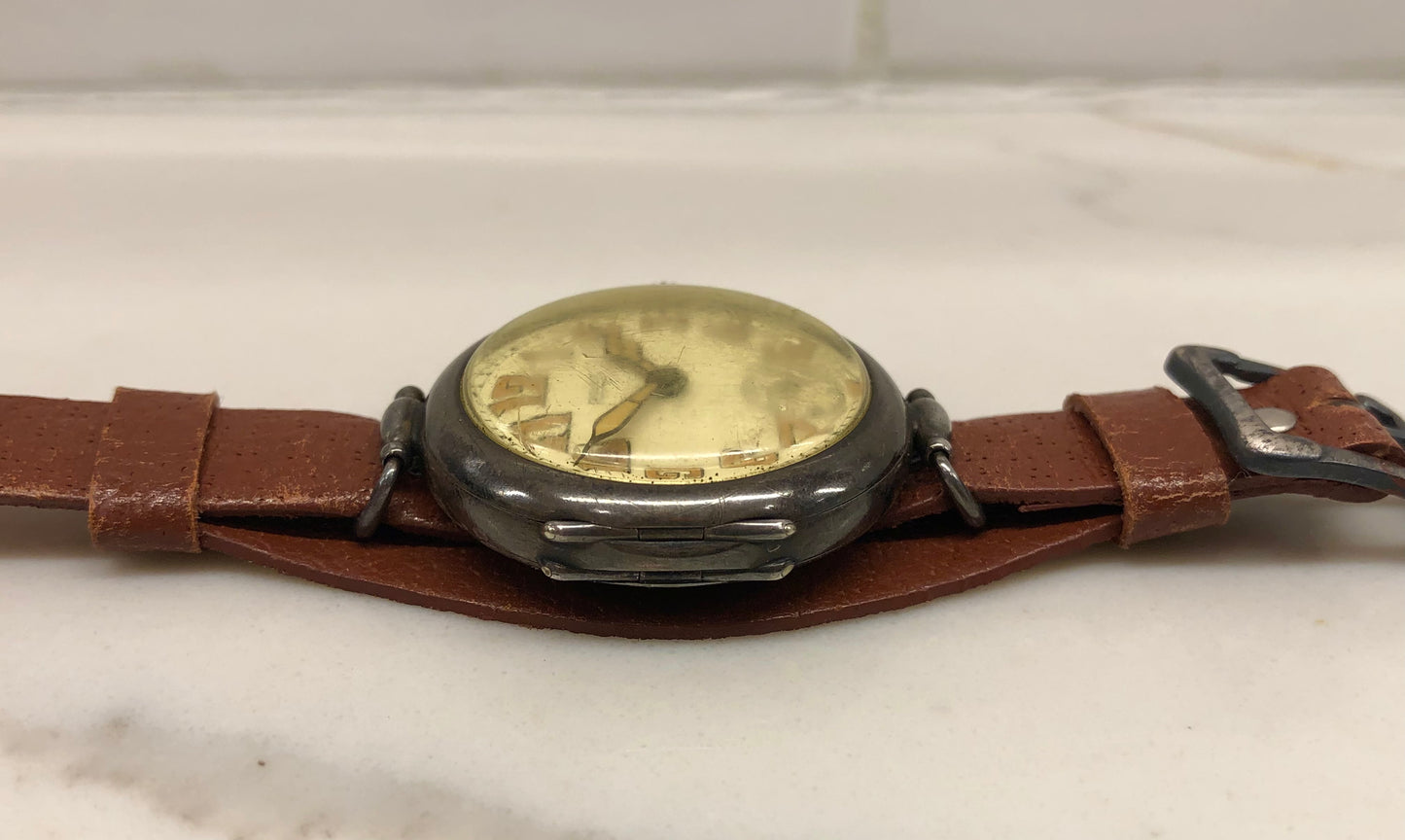 1917 Rolex WWI Trench .875 Silver White Porcelain Flex Lug Wristwatch - HASHTAGWATCHCO