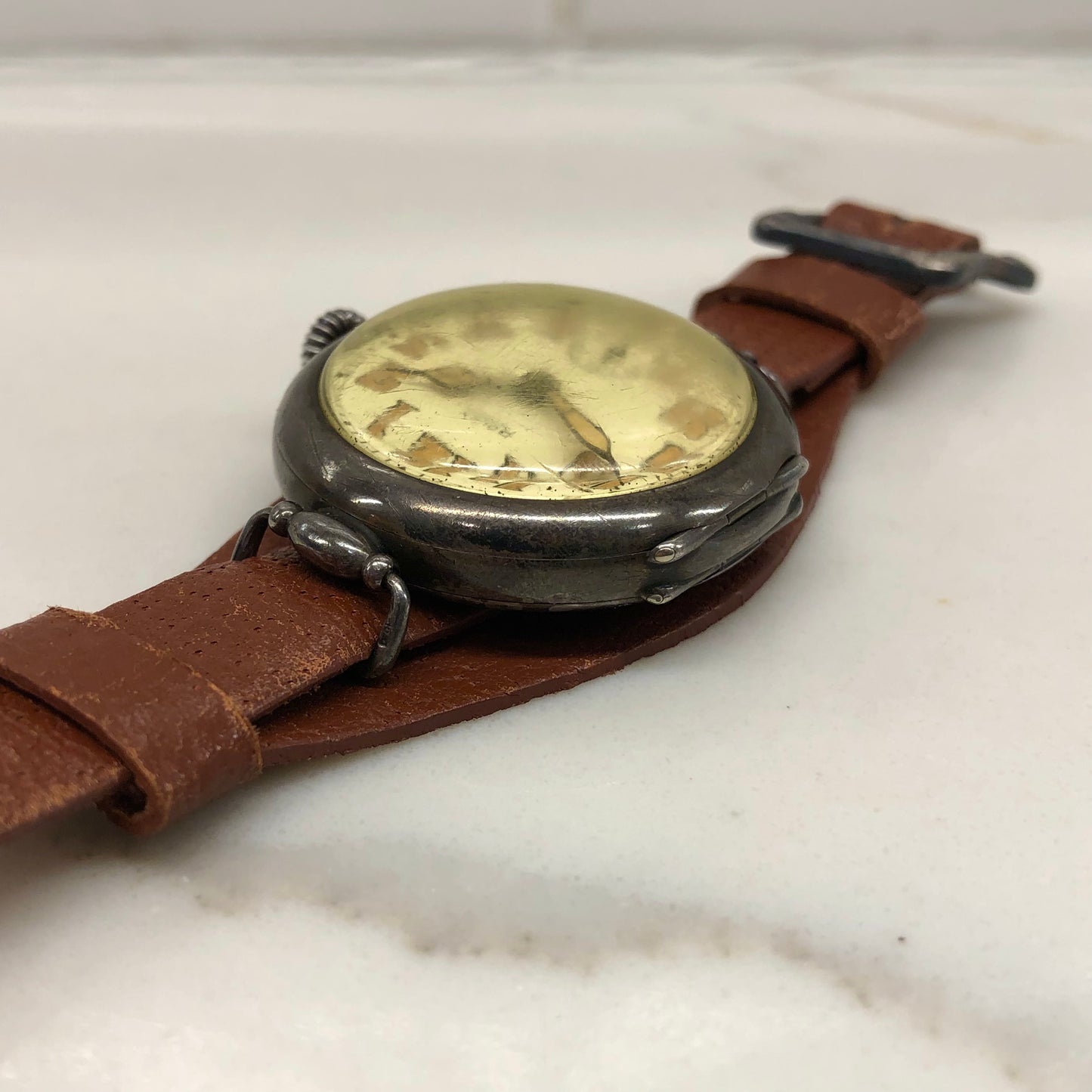 1917 Rolex WWI Trench .875 Silver White Porcelain Flex Lug Wristwatch - HASHTAGWATCHCO