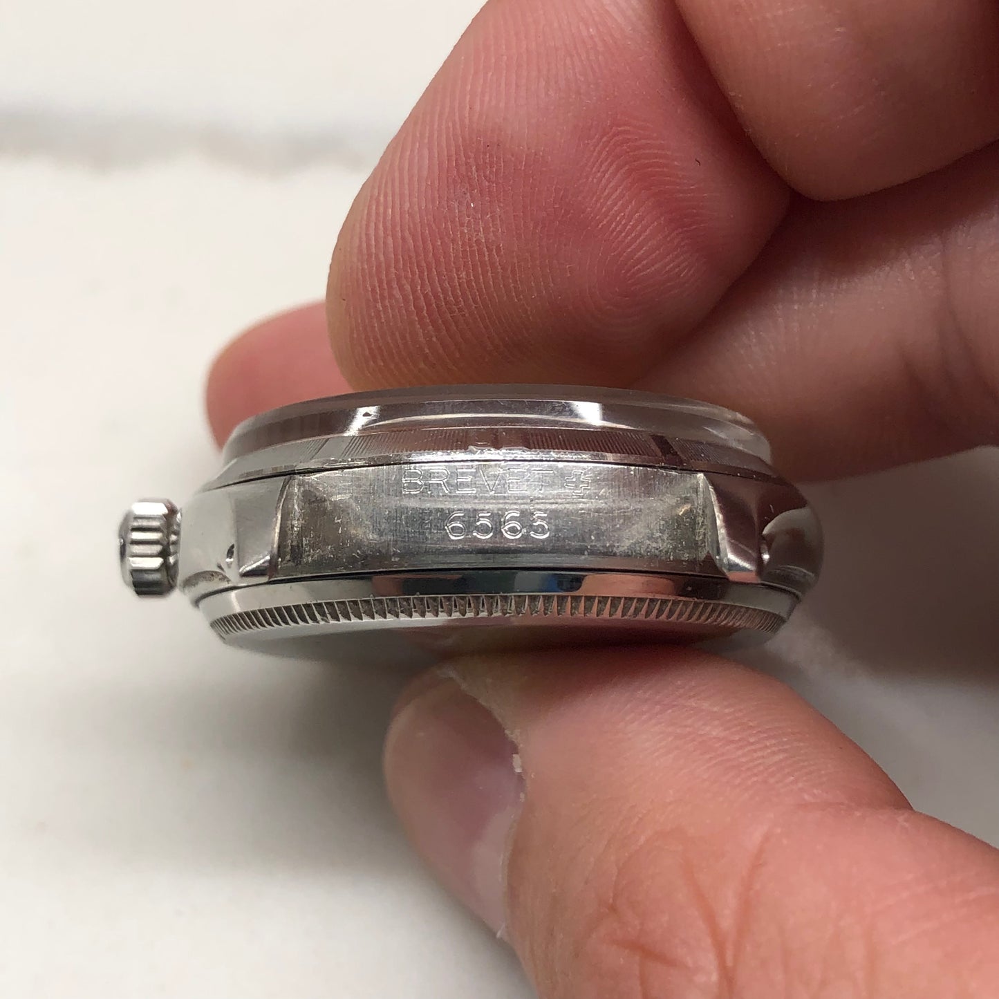 1955 Rolex Oyster Perpetual 6565 Stainless Steel Tropical Dial Automatic Wristwatch