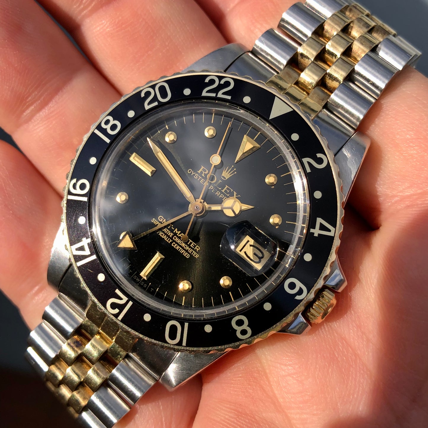 1982 Rolex GMT MASTER 16753 Black Nipple Two Tone Jubilee Wristwatch - HASHTAGWATCHCO