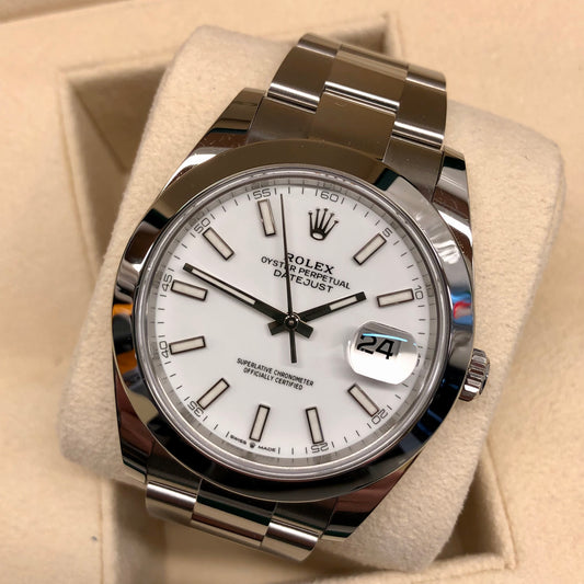 2024 Rolex Datejust 126300 White 41mm Steel Oyster Wristwatch with Box and Papers - HASHTAGWATCHCO