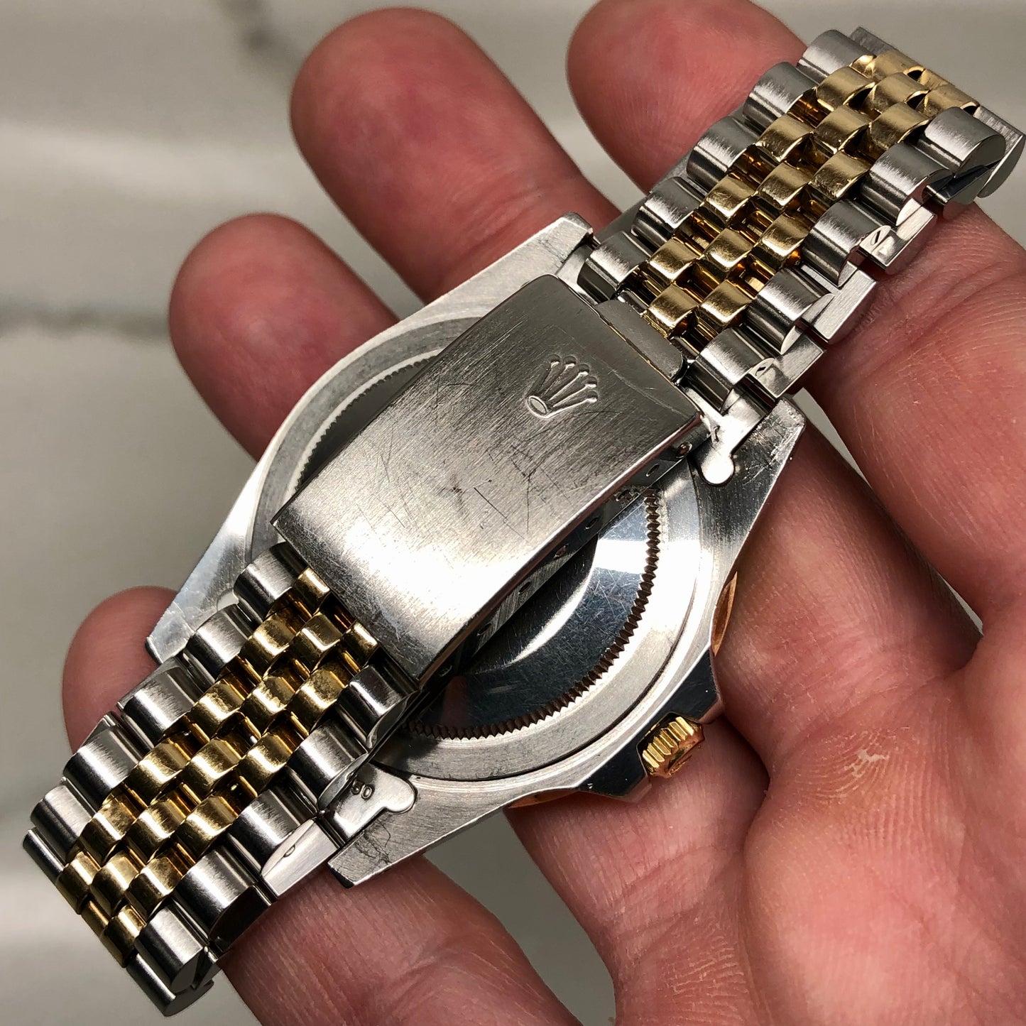 1982 Rolex GMT MASTER 16753 Black Nipple Two Tone Jubilee Wristwatch - HASHTAGWATCHCO