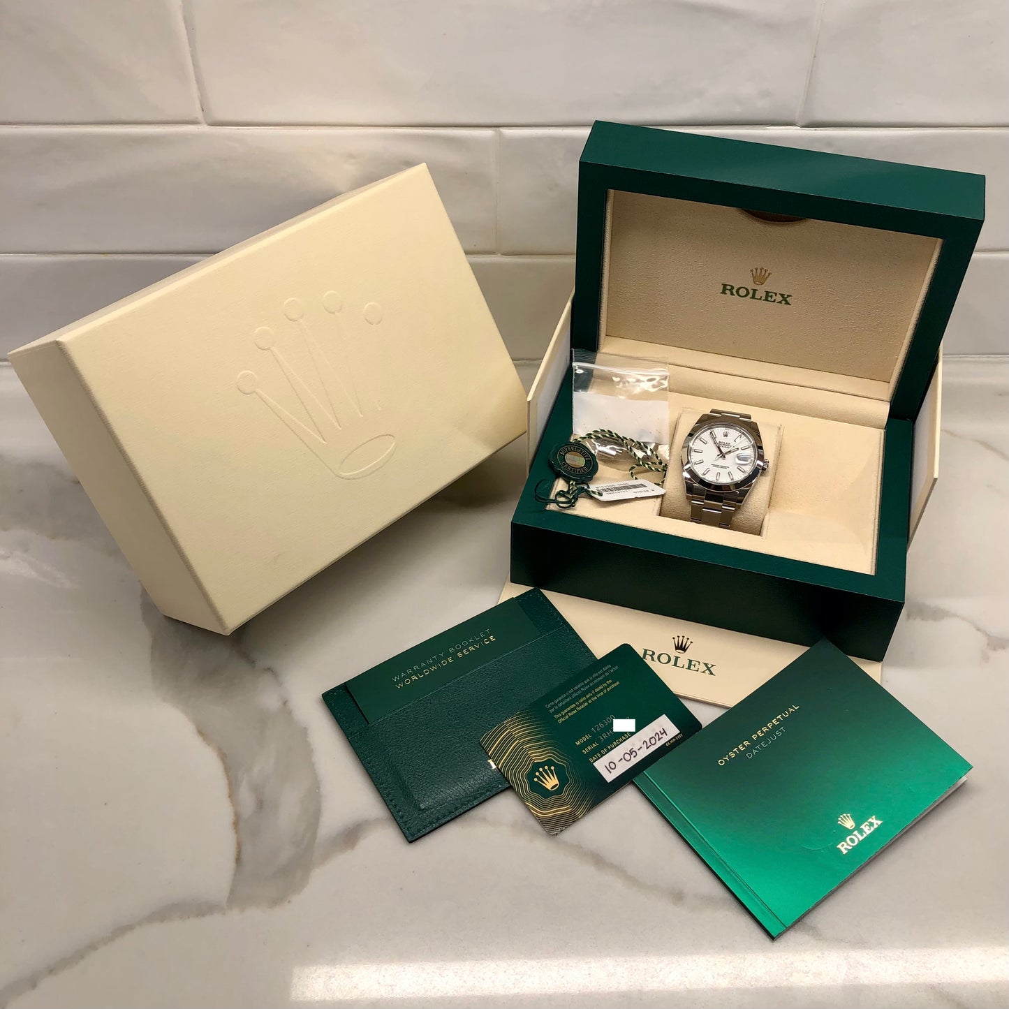 2024 Rolex Datejust 126300 White 41mm Steel Oyster Wristwatch with Box and Papers - HASHTAGWATCHCO