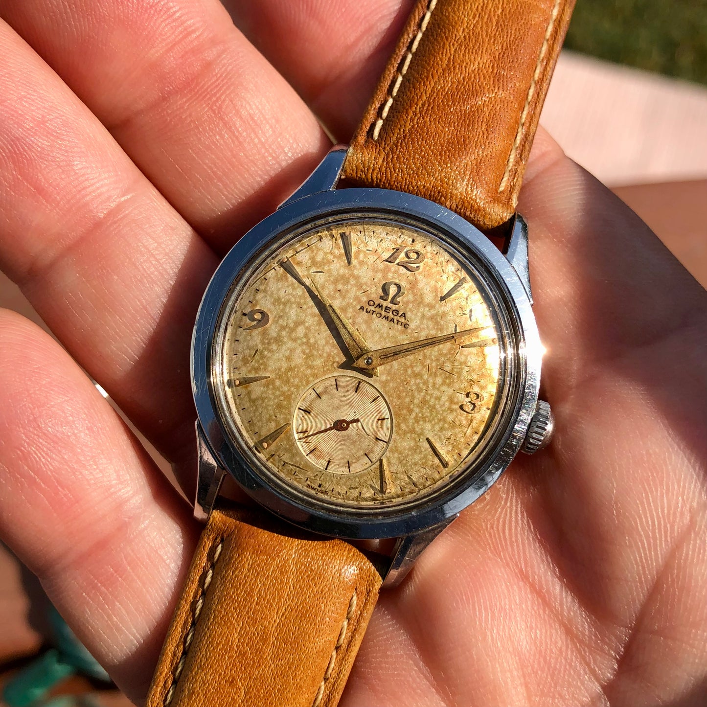 1954 Omega Stainless Steel Breguet Numerals Caliber 344 Automatic Dress Wristwatch - HASHTAGWATCHCO