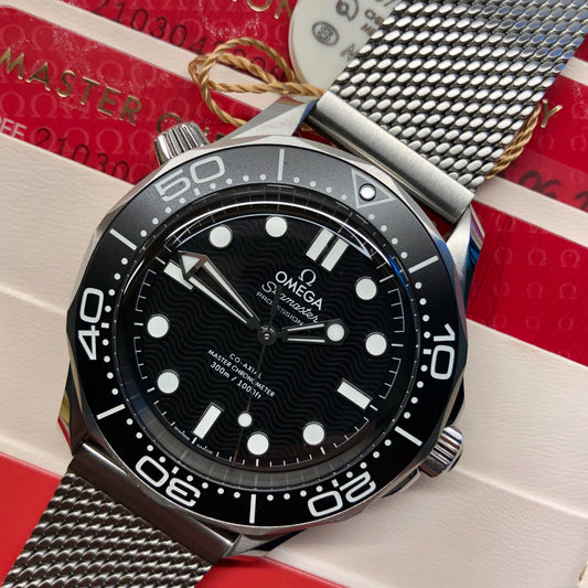 2025 Omega Seamaster Diver 300M Black 210.30.42.20.01.010 Wristwatch with Box and Papers - HASHTAGWATCHCO