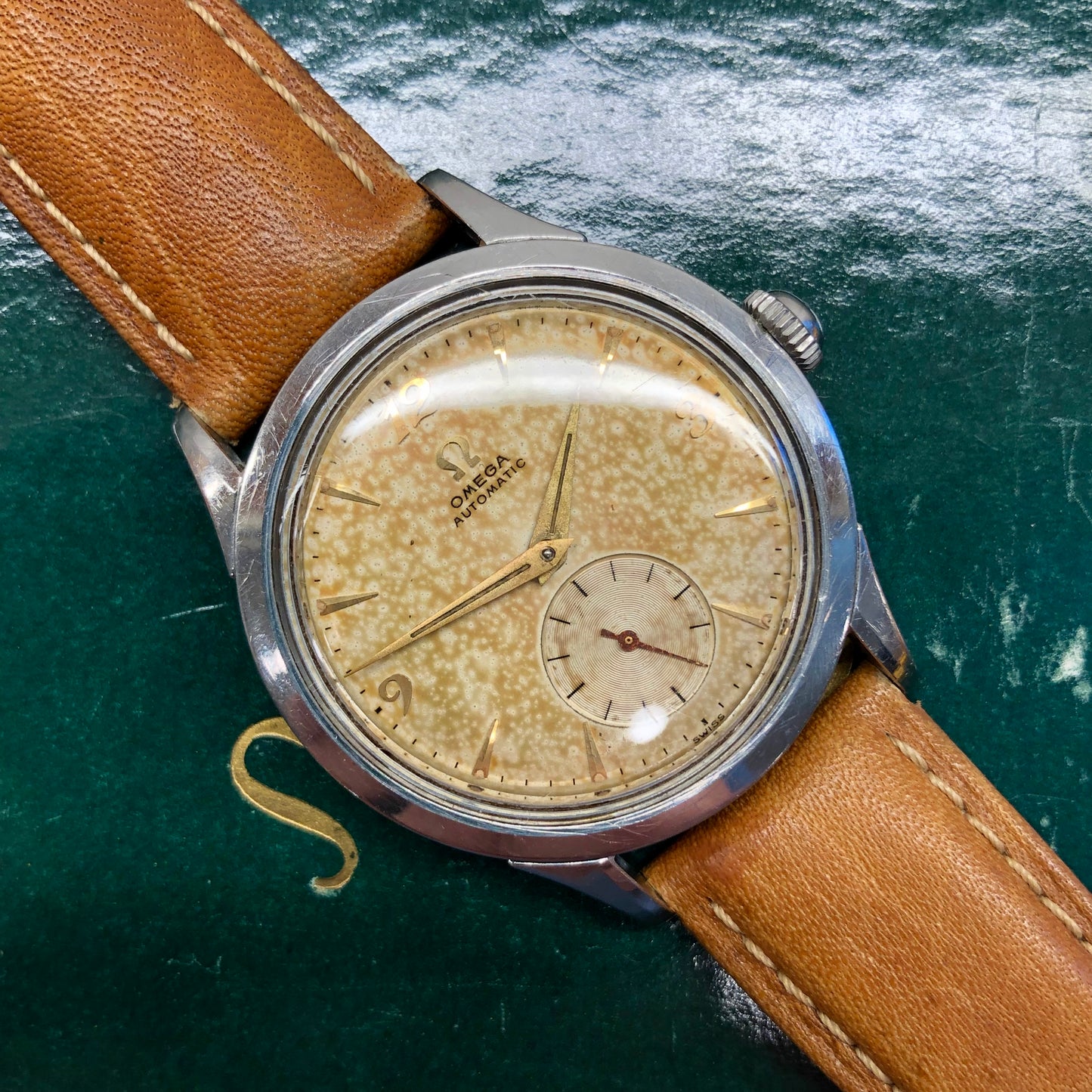 1954 Omega Stainless Steel Breguet Numerals Caliber 344 Automatic Dress Wristwatch - HASHTAGWATCHCO