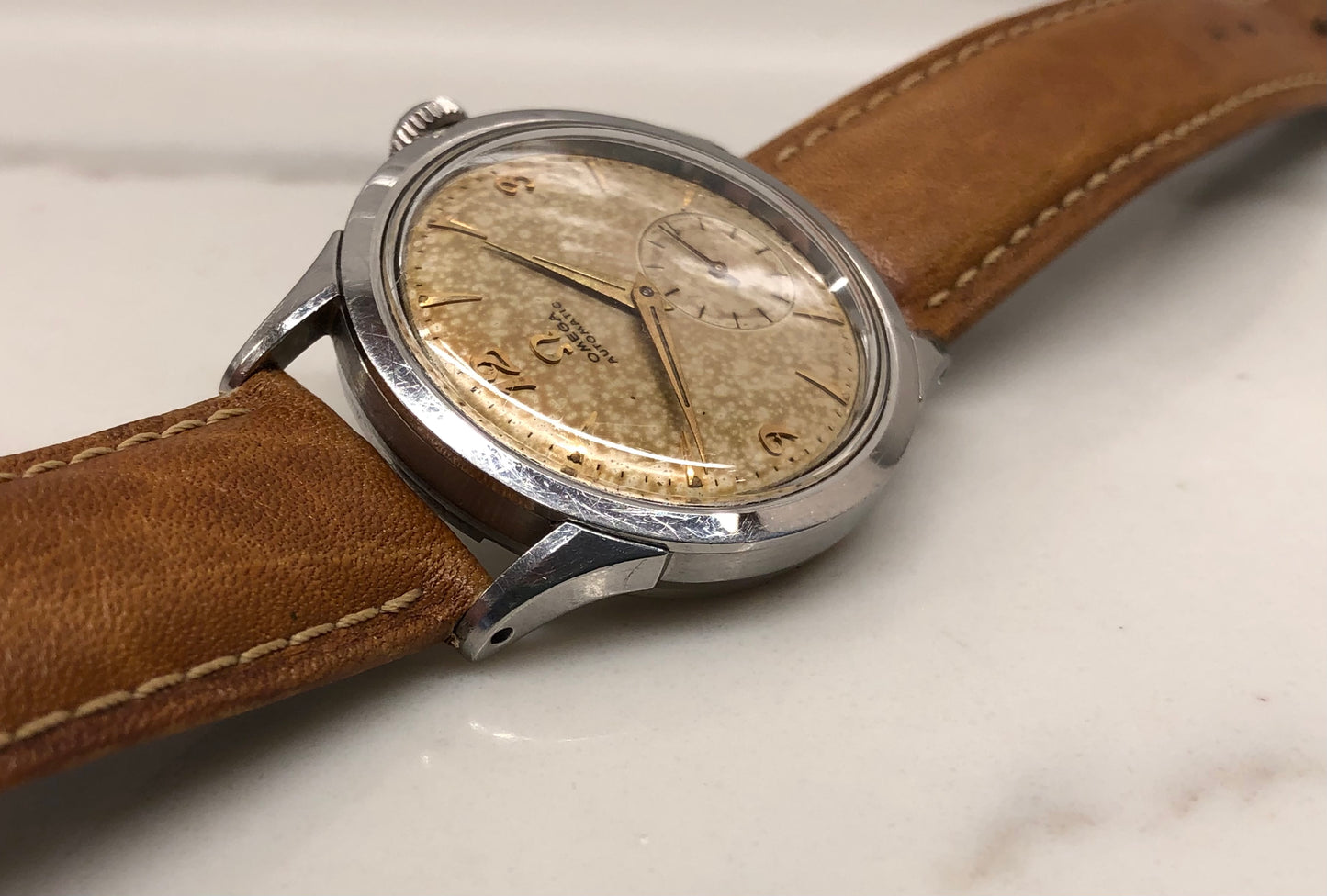 1954 Omega Stainless Steel Breguet Numerals Caliber 344 Automatic Dress Wristwatch - HASHTAGWATCHCO