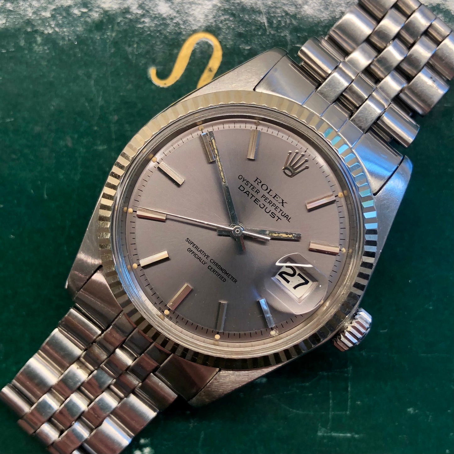 1970 Rolex Datejust 1601 Lavender Dial Steel Jubilee Fluted Automatic Wristwatch - HASHTAGWATCHCO