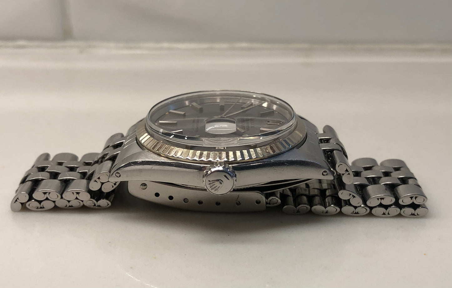 1970 Rolex Datejust 1601 Lavender Dial Steel Jubilee Fluted Automatic Wristwatch - HASHTAGWATCHCO