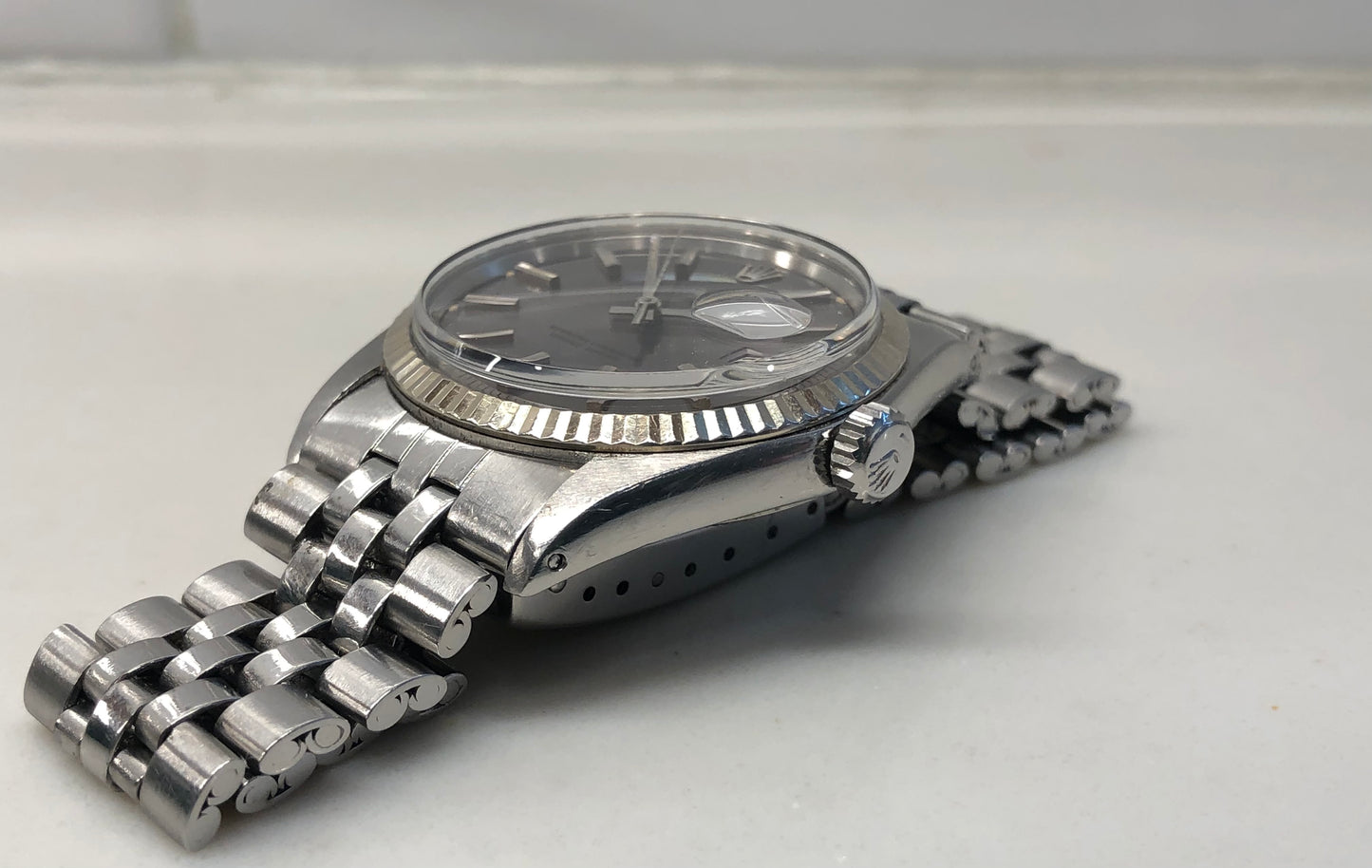 1970 Rolex Datejust 1601 Lavender Dial Steel Jubilee Fluted Automatic Wristwatch - HASHTAGWATCHCO