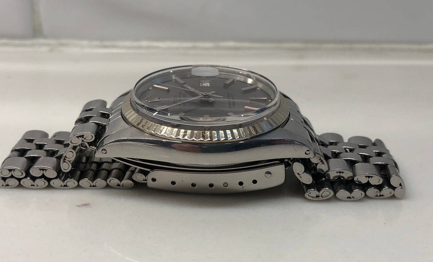 1970 Rolex Datejust 1601 Lavender Dial Steel Jubilee Fluted Automatic Wristwatch - HASHTAGWATCHCO