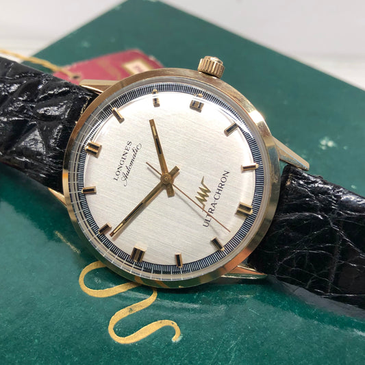 1960s Longines Ultra-Chron 8180 10K Gold Filled Automatic Wristwatch with Original Tags - HASHTAGWATCHCO
