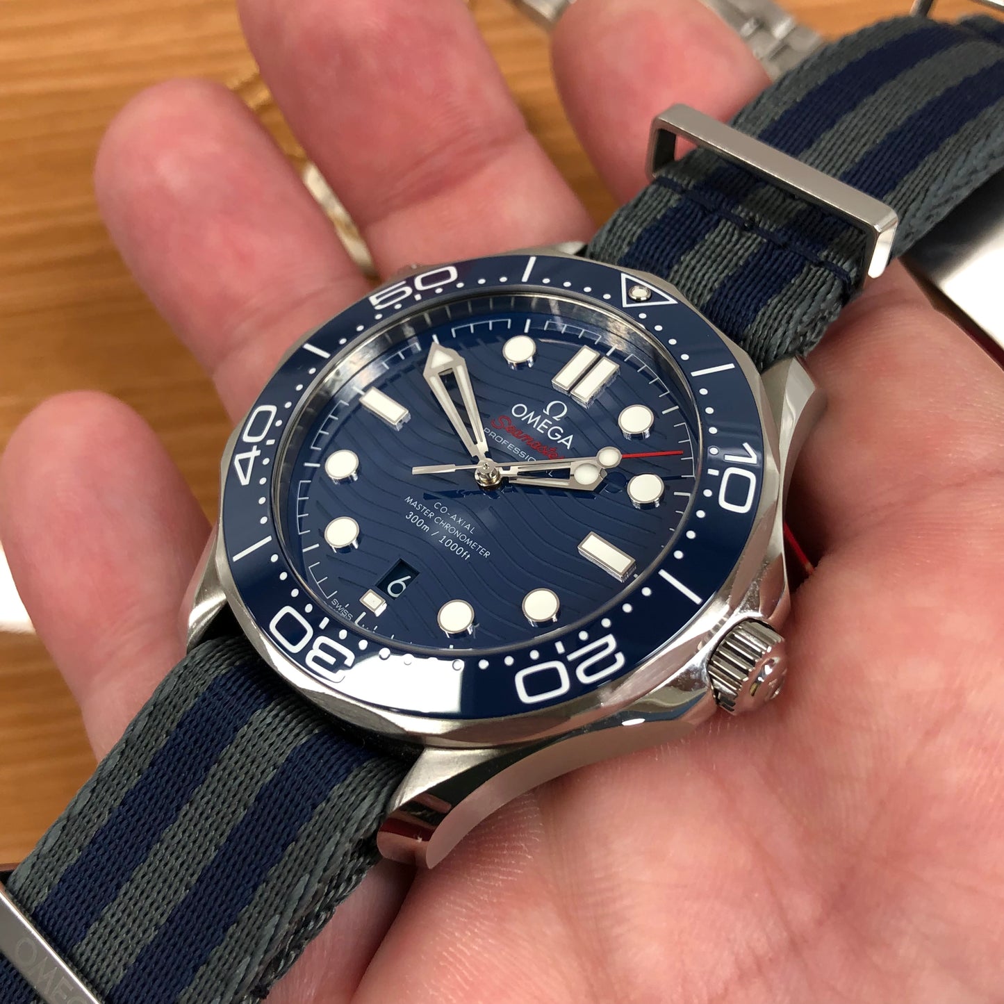 2022 OMEGA Seamaster 300M Co-Axial Master Chronometer 210.30.42.20.03.001 Blue Dial Wristwatch with Box and Papers - HASHTAGWATCHCO