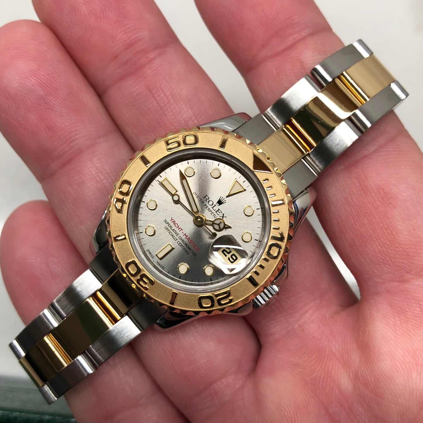 2002 Rolex Yachtmaster 169623 Two Tone Silver Oyster 29mm Automatic Wristwatch - HASHTAGWATCHCO