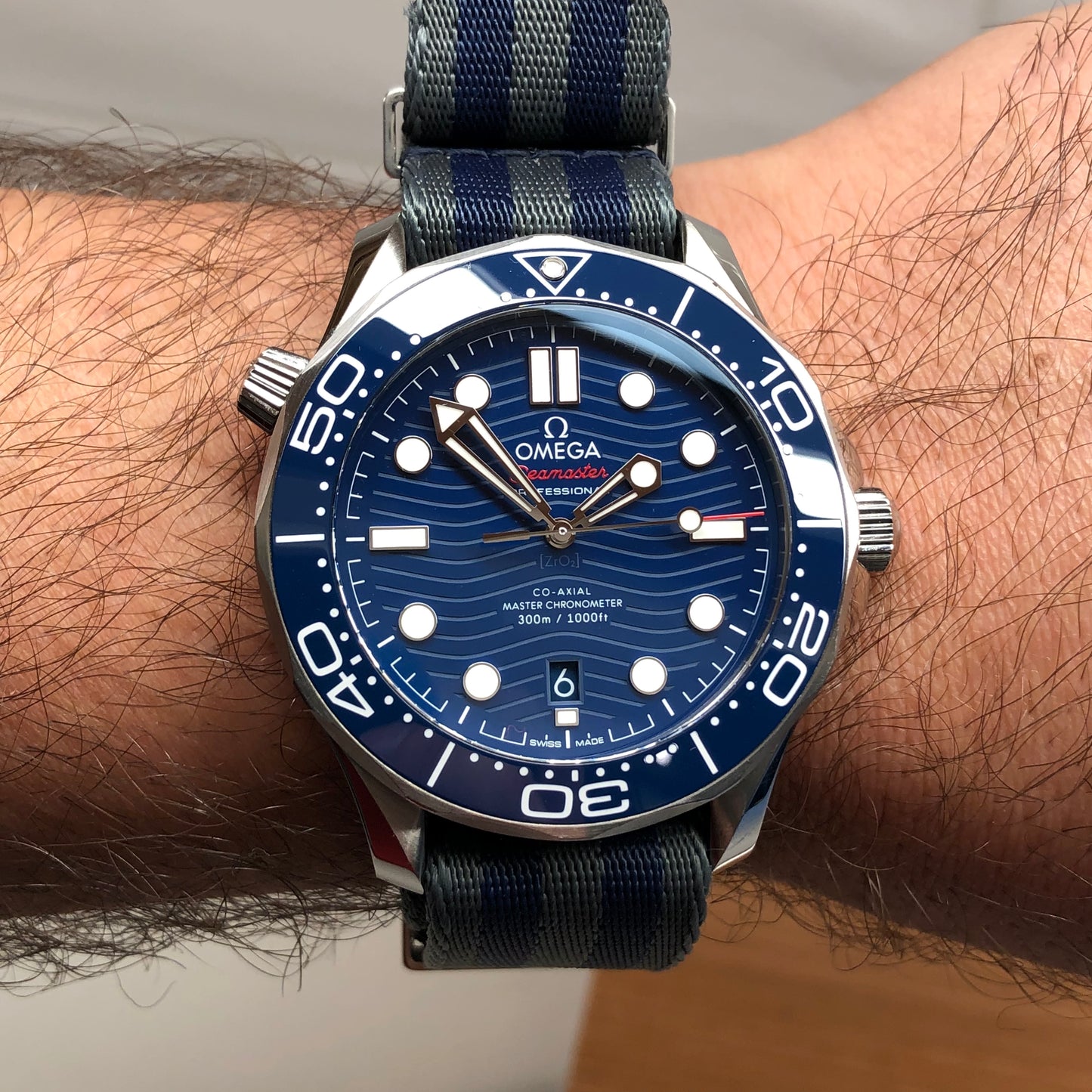 2022 OMEGA Seamaster 300M Co-Axial Master Chronometer 210.30.42.20.03.001 Blue Dial Wristwatch with Box and Papers - HASHTAGWATCHCO