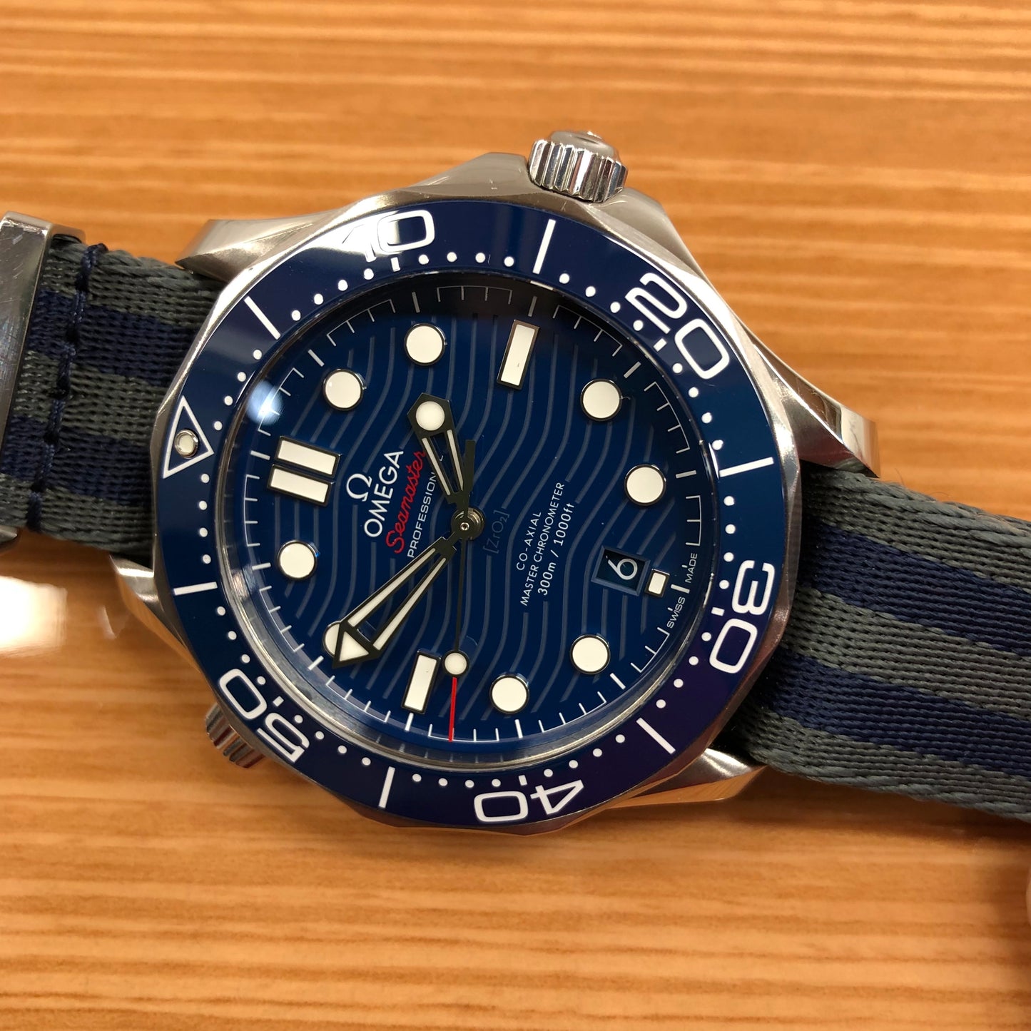 2022 OMEGA Seamaster 300M Co-Axial Master Chronometer 210.30.42.20.03.001 Blue Dial Wristwatch with Box and Papers - HASHTAGWATCHCO