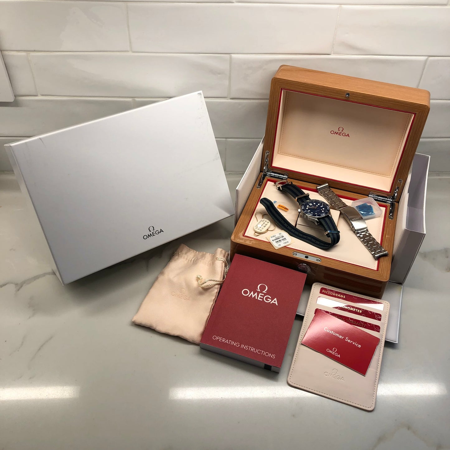 2022 OMEGA Seamaster 300M Co-Axial Master Chronometer 210.30.42.20.03.001 Blue Dial Wristwatch with Box and Papers - HASHTAGWATCHCO