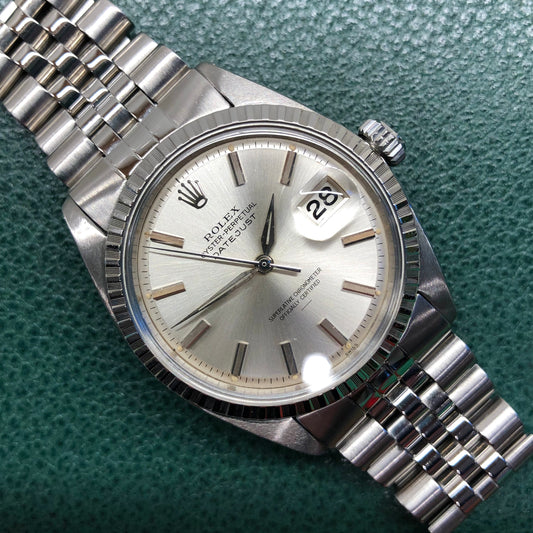 1964 Rolex Datejust 1603 Underline Dial Steel Engine Turned Jubilee Automatic Wristwatch - HASHTAGWATCHCO