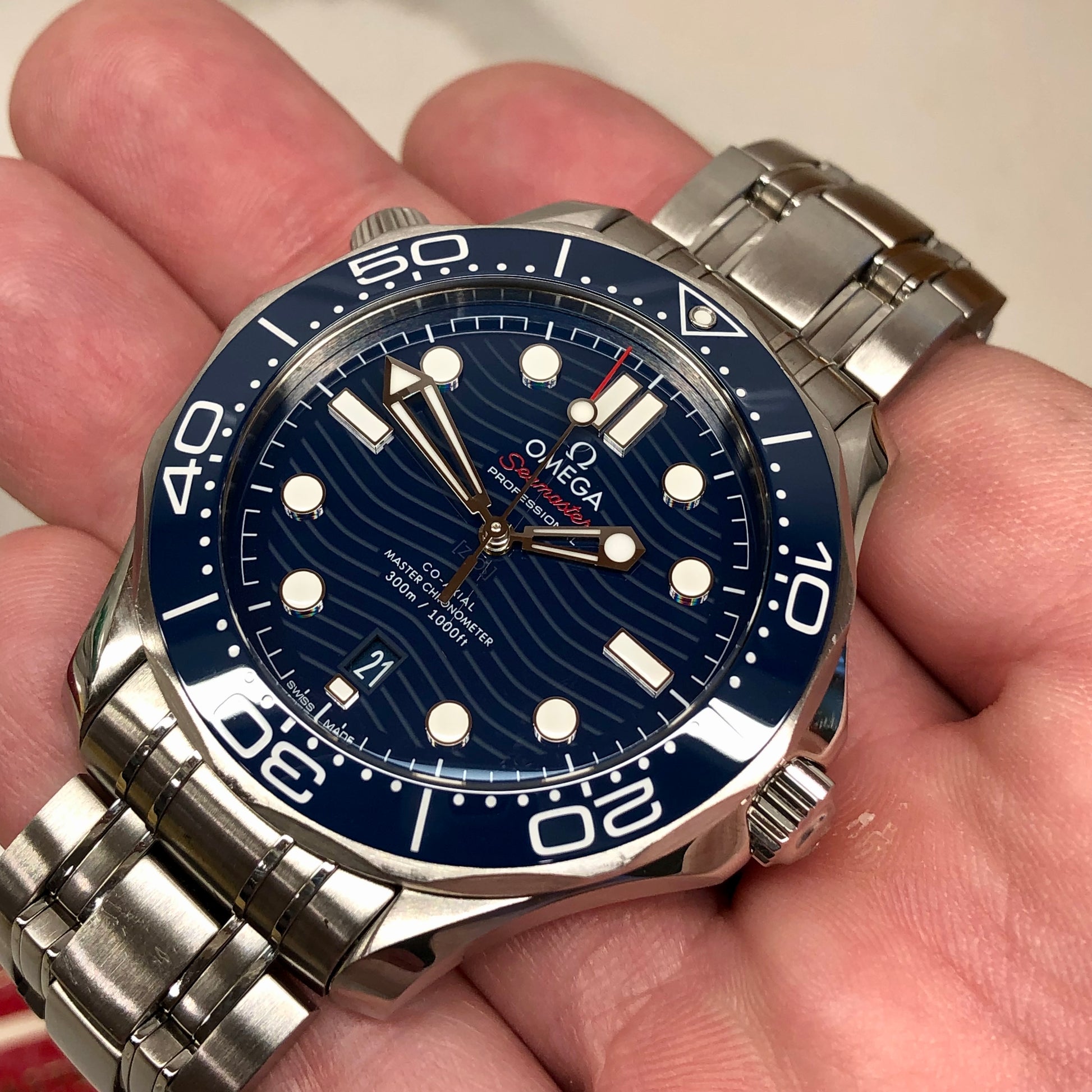 Omega Seamaster Diver 300M Blue 210.30.42.20.03.001 Wristwatch with Box and Papers - HASHTAGWATCHCO
