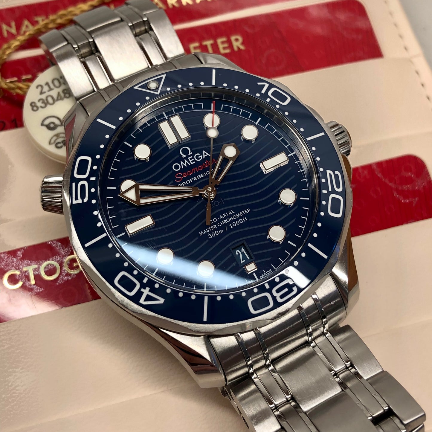 Omega Seamaster Diver 300M Blue 210.30.42.20.03.001 Wristwatch with Box and Papers - HASHTAGWATCHCO