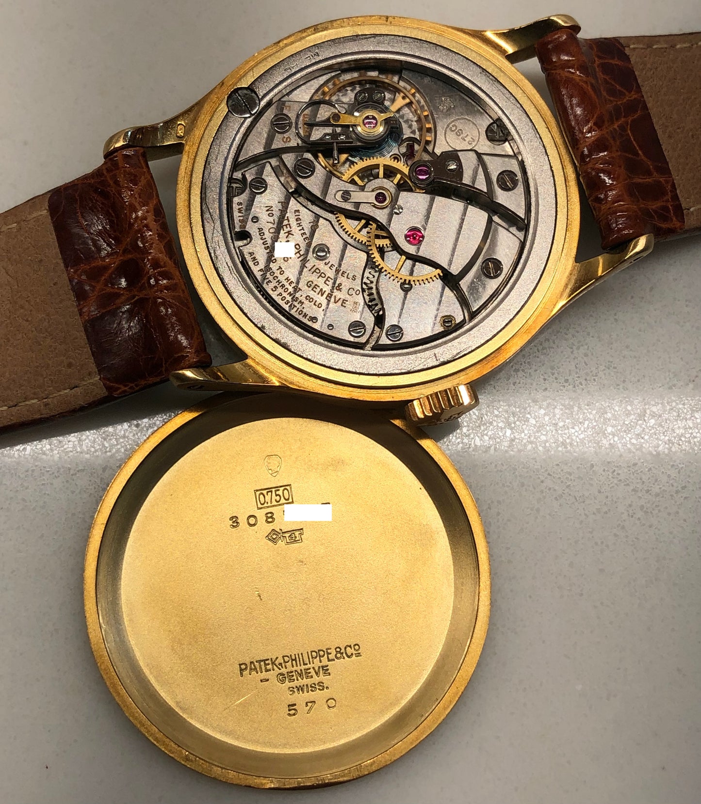 1956 Patek Philippe Calatrava 570 18K Yellow Gold Silver Dial Wristwatch with Archive - HASHTAGWATCHCO