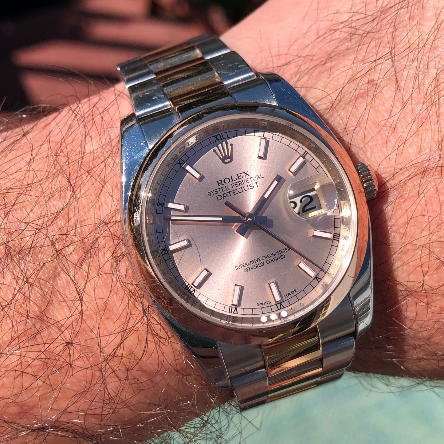 2008 Rolex Datejust 116201 Pink Dial Rose Gold Two Tone Oyster Wristwatch with Papers - HASHTAGWATCHCO