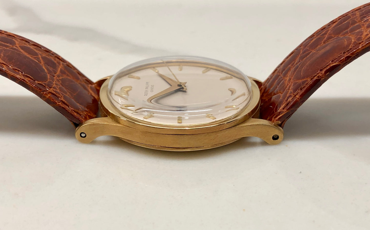 1956 Patek Philippe Calatrava 570 18K Yellow Gold Silver Dial Wristwatch with Archive - HASHTAGWATCHCO