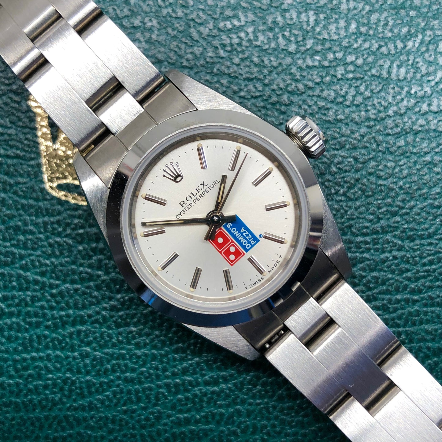 1991 Rolex Oyster Perpetual 67180 Domino's Pizza Logo Steel Oyster Automatic Wristwatch with Box and Papers - HASHTAGWATCHCO