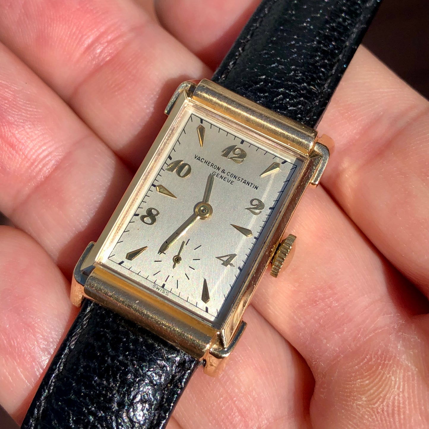 1945 Vacheron & Constantin 14K Yellow Gold Rectangular Fancy Lugs 435/3C Wristwatch with Box and Guarantee Papers - HASHTAGWATCHCO