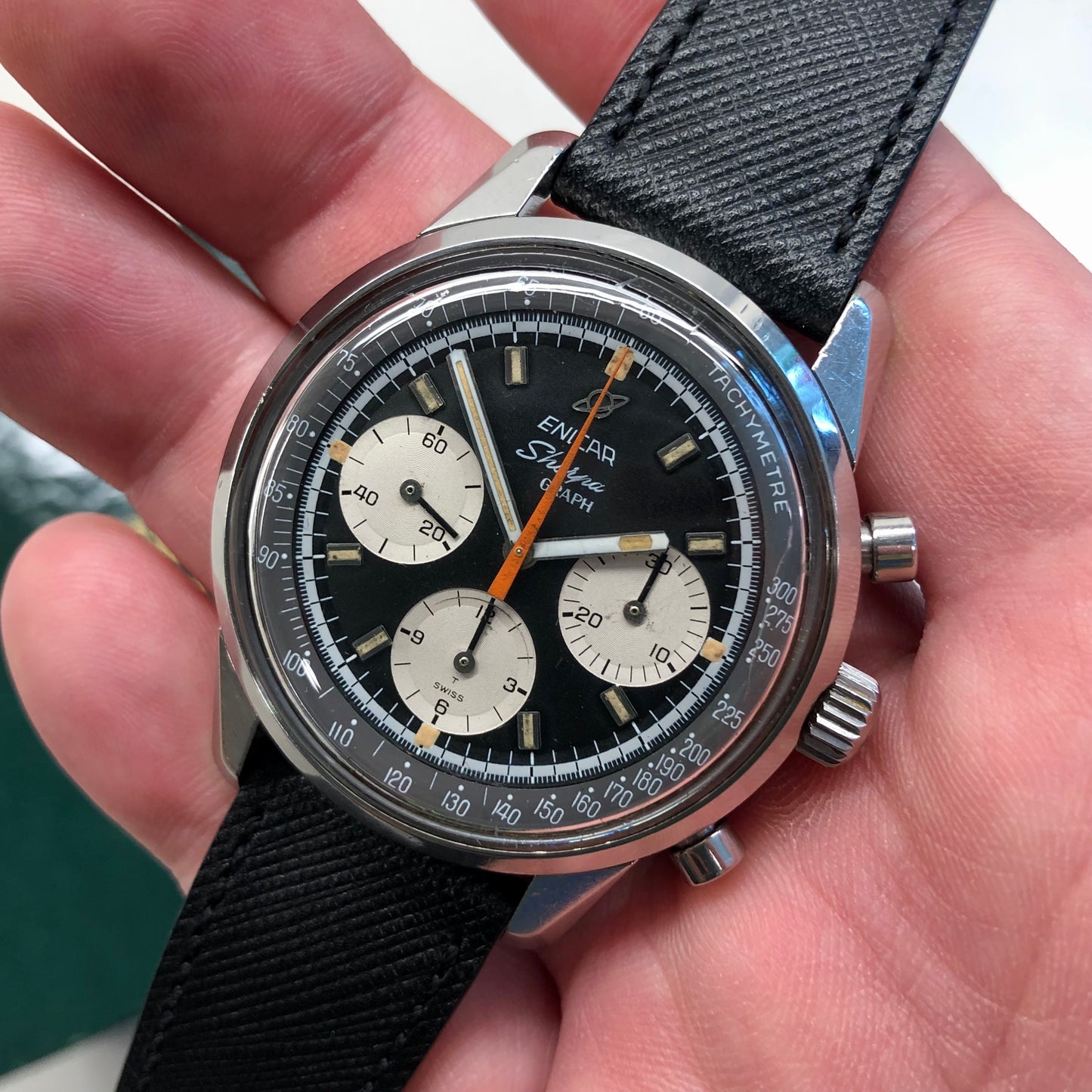 1960s Enicar Sherpa Graph Mk IV 072-02-01 Valjoux 72 Chronograph Wristwatch - HASHTAGWATCHCO