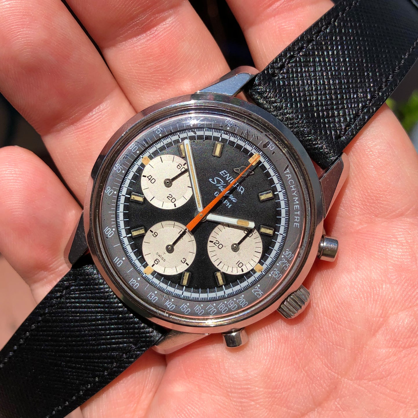1960s Enicar Sherpa Graph Mk IV 072-02-01 Valjoux 72 Chronograph Wristwatch - HASHTAGWATCHCO