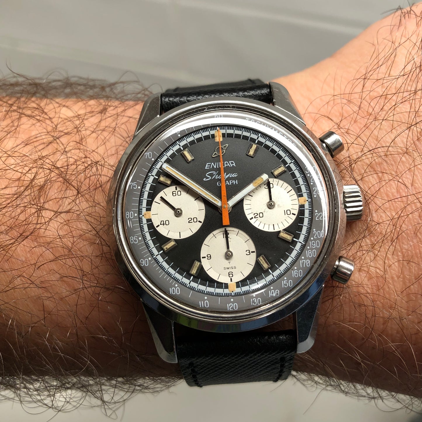 1960s Enicar Sherpa Graph Mk IV 072-02-01 Valjoux 72 Chronograph Wristwatch - HASHTAGWATCHCO