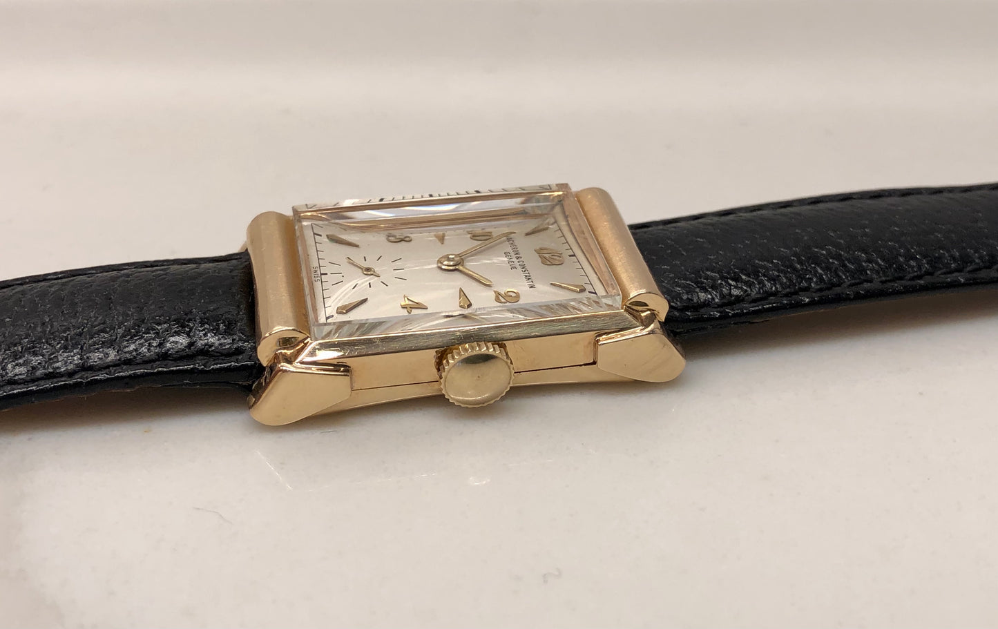 1945 Vacheron & Constantin 14K Yellow Gold Rectangular Fancy Lugs 435/3C Wristwatch with Box and Guarantee Papers - HASHTAGWATCHCO