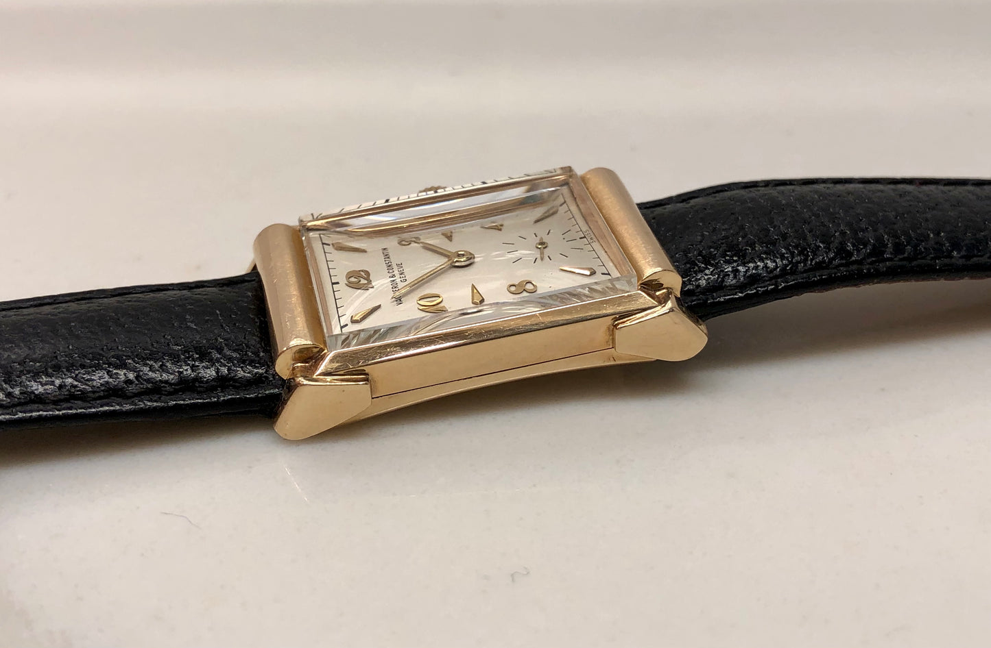 1945 Vacheron & Constantin 14K Yellow Gold Rectangular Fancy Lugs 435/3C Wristwatch with Box and Guarantee Papers - HASHTAGWATCHCO