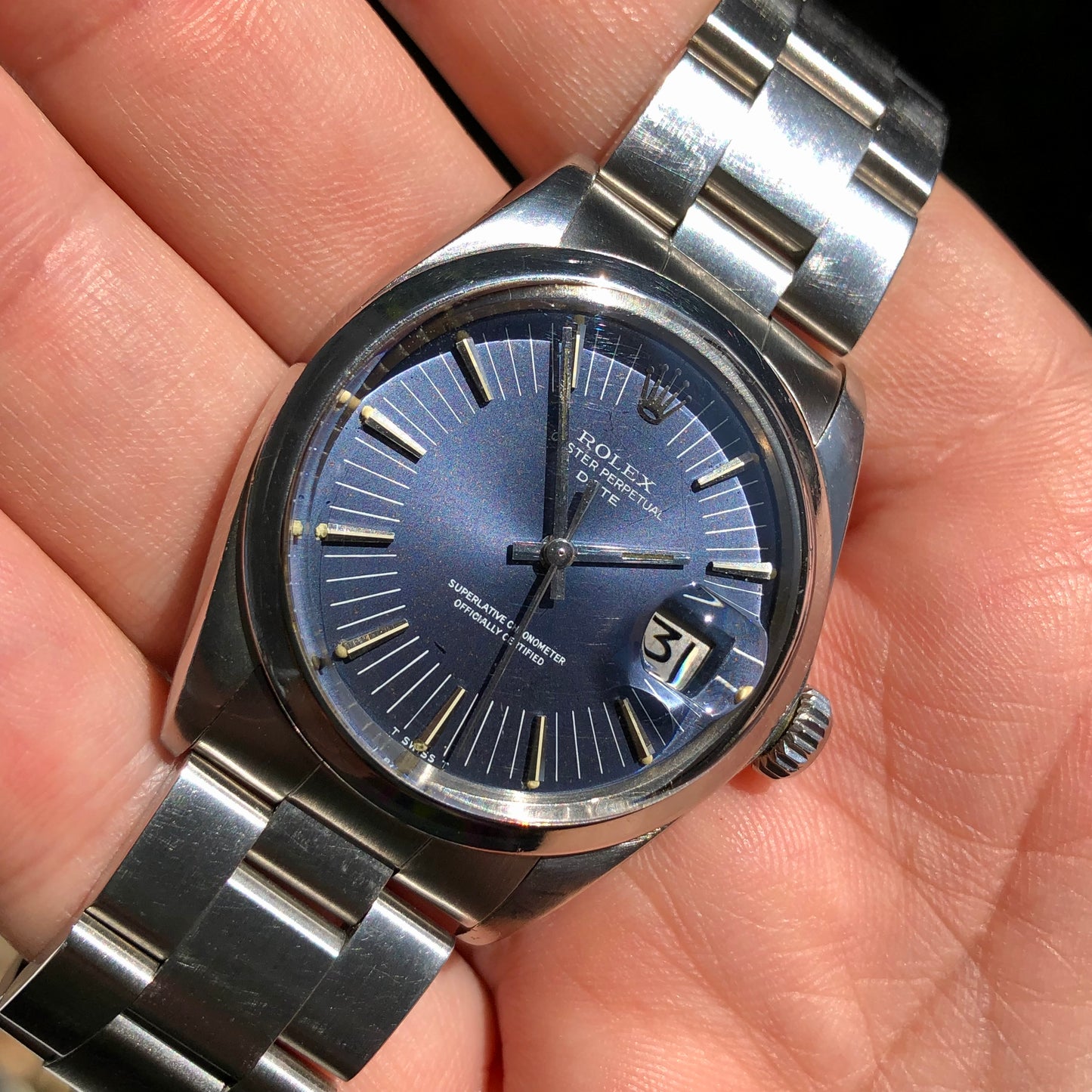 1971 Rolex Date 1500 Oyster Perpetual Radial Dial Stainless Steel Automatic Wristwatch - HASHTAGWATCHCO