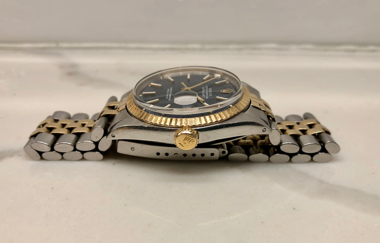 1972 Rolex Datejust 1601 Blue Mosaic Dial Two Tone Jubilee Fluted Automatic Wristwatch - HASHTAGWATCHCO