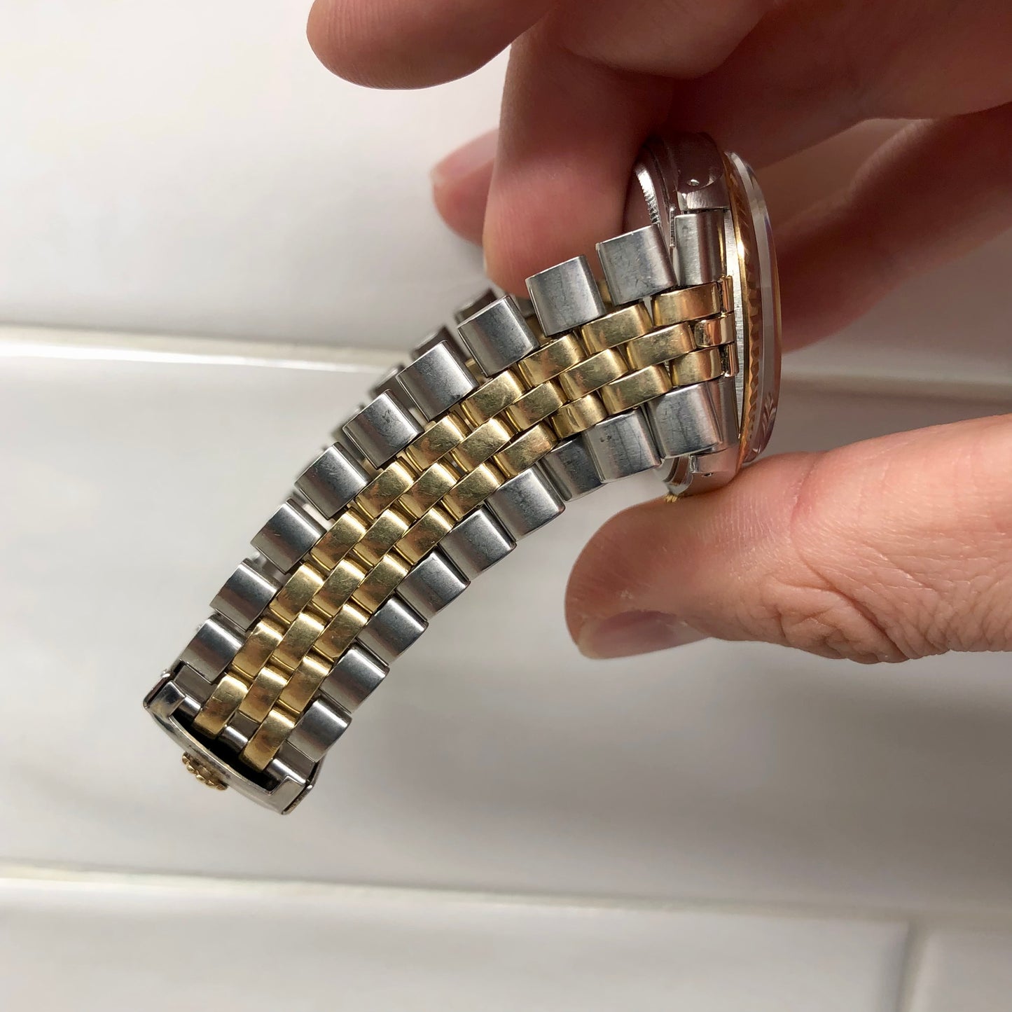 1972 Rolex Datejust 1601 Blue Mosaic Dial Two Tone Jubilee Fluted Automatic Wristwatch - HASHTAGWATCHCO