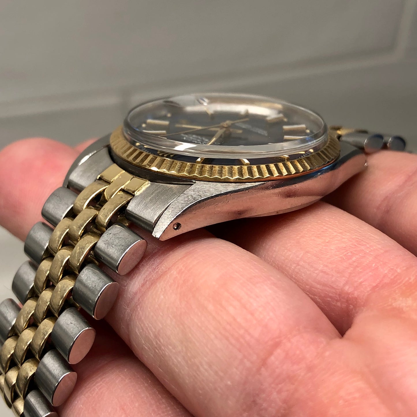 1972 Rolex Datejust 1601 Blue Mosaic Dial Two Tone Jubilee Fluted Automatic Wristwatch - HASHTAGWATCHCO