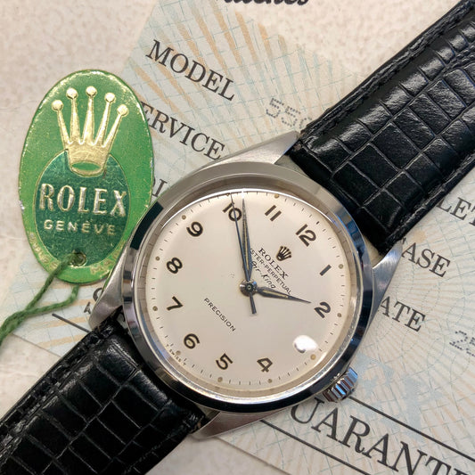 1964 Rolex Air King Precision 5500 Stainless Steel Arabic Dial Automatic Wristwatch - HASHTAGWATCHCO