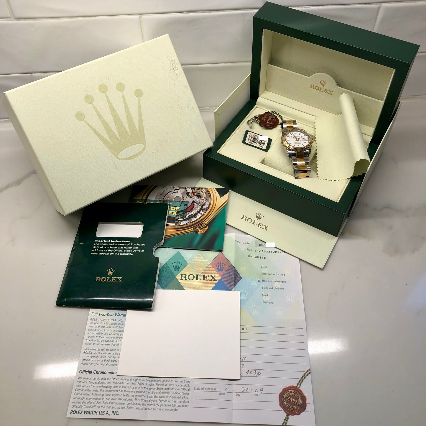 2005 Rolex Datejust 116263 Turn-O-Graph White Two Tone Oyster Wristwatch with Box and Papers - HASHTAGWATCHCO