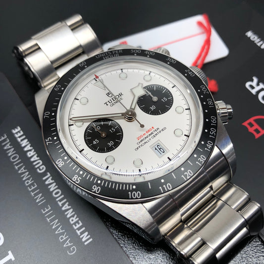 2023 Tudor Heritage Black Bay 79360N White Panda Chronograph Wristwatch with Box and Papers - HASHTAGWATCHCO