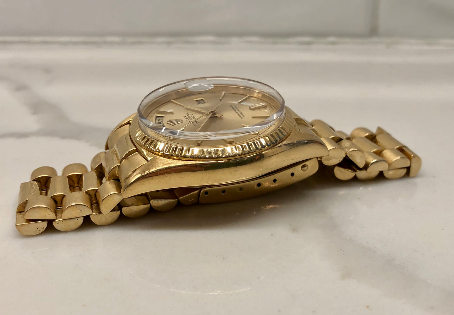 1966 Rolex President 1803 Day Date Yellow Gold Champagne Automatic Wristwatch - HASHTAGWATCHCO