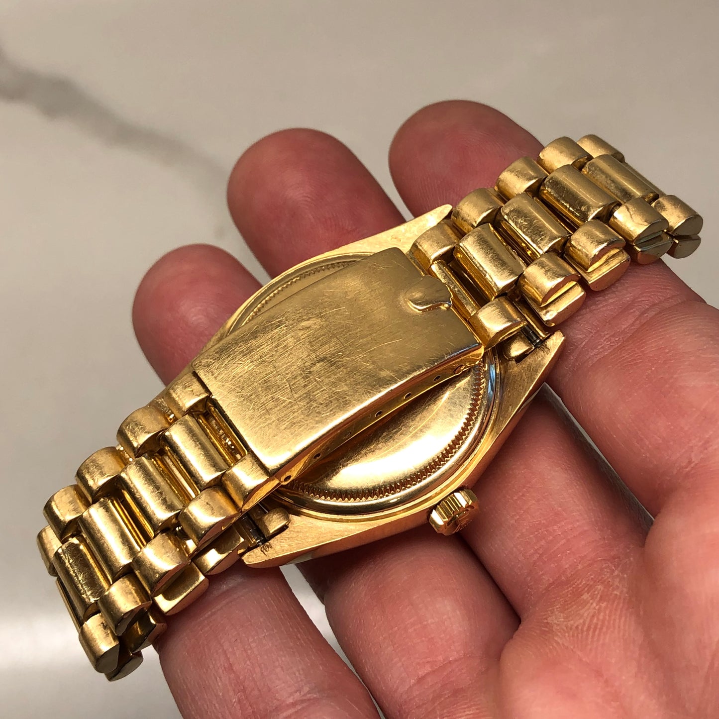 1966 Rolex President 1803 Day Date Yellow Gold Champagne Automatic Wristwatch - HASHTAGWATCHCO