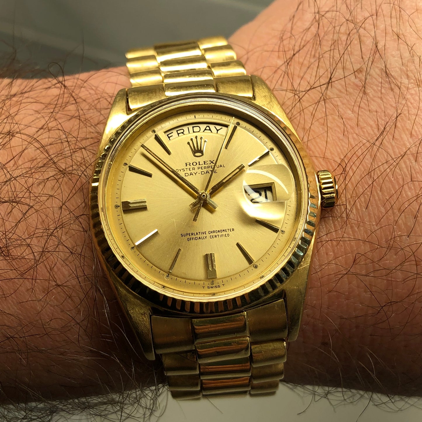 1966 Rolex President 1803 Day Date Yellow Gold Champagne Automatic Wristwatch - HASHTAGWATCHCO